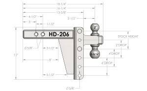Bulletproof Hitch / 2″ Shank / 6″ Drop / 2-5/16″ & 2″ Ball