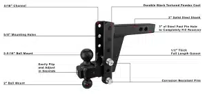 Bulletproof Hitch / 2″ Shank / 6″ Drop / 2-5/16″ & 2″ Ball